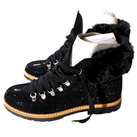 INC International Concepts Black Sequin Ankle Boots - Picture 1 of 4